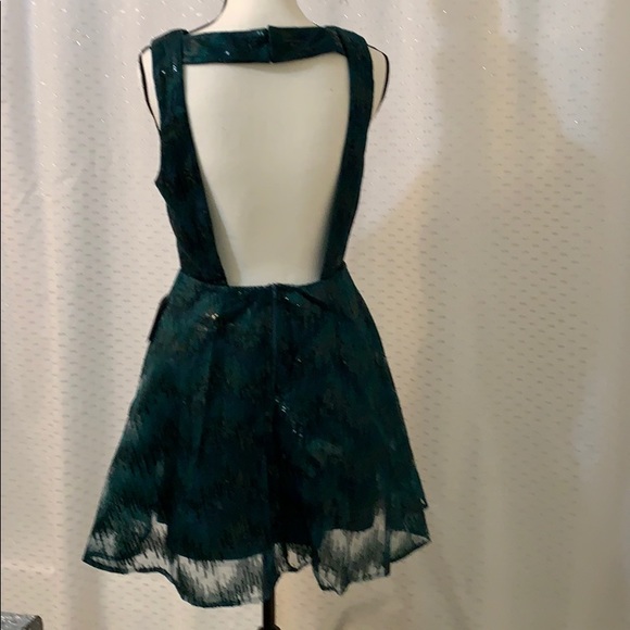 Lulus-Forest Green Sequin Backless Skater Dress - Picture 2 of 10